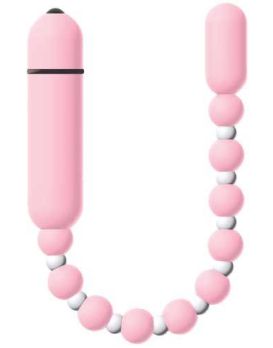 Розовая анальная виброцепочка Booty Beads - 24 см.