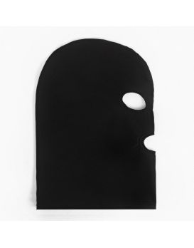 Черная эластичная маска БДСМ с прорезями для глаз и рта