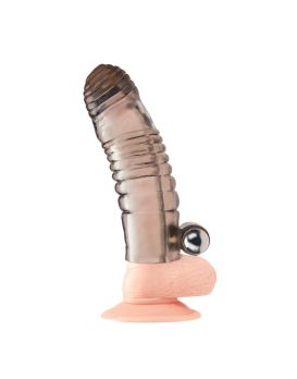 Дымчатая насадка на пенис с вибрацией  Vibrating Penis Enhancing Sleeve Extension - 13,3 см.