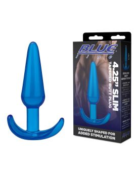 Голубая анальная пробка Slim Tapered Butt Plug - 10,8 см.