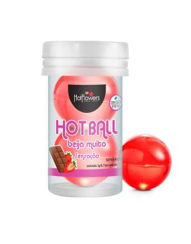 Лубрикант на масляной основе Hot Ball Beija Muito с ароматом шоколада и клубники (2 шарика по 3 гр.)