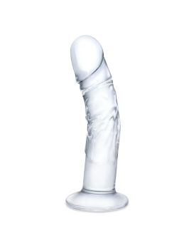 Стеклянный фаллоимитатор из стекла 7’’ Curved Realistic Glass Dildo With Veins - 15,9 см.