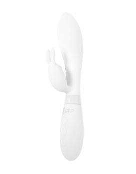 Белый вибратор-кролик с независимыми моторчиками Indeep Theona - 21,5 см.