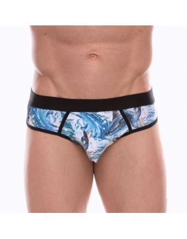 Мужские трусы-джоки с принтом в виде волн и китов