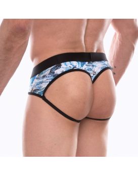 Мужские трусы-стринги с принтом в виде китов в волнах