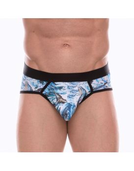 Мужские трусы-стринги с принтом в виде китов в волнах