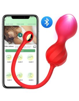 Красные вагинальные виброшарики Magic с управлением через приложение