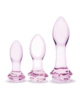 Набор из 3 стеклянных анальных пробок Rosebud Butt Plug Set