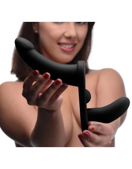 Черный вибрострапон Double Take 10X Double Penetration Vibrating Strap-on Harness