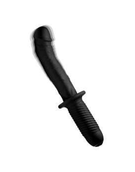 Черный вибратор The Large Realistic 10X Silicone Vibrator with Handle - 30,5 см.