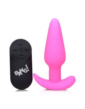 Розовая анальная вибропробка с пультом ДУ 21X Remote Control Vibrating Silicone Butt Plug - 10,4 см.