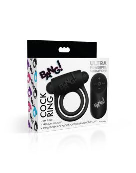 Черное эрекционное виброкольцо 28X Remote Control Vibrating Cock Ring   Bullet