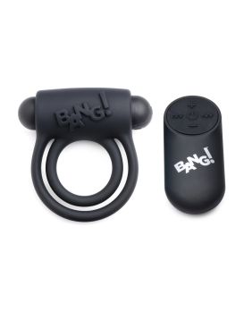 Черное эрекционное виброкольцо 28X Remote Control Vibrating Cock Ring   Bullet