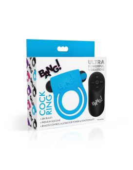 Голубое эрекционное виброкольцо 28X Remote Control Vibrating Cock Ring   Bullet