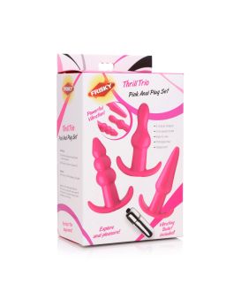 Набор из 3 розовых анальных пробок с вибропулей Thrill Trio Anal Plug Set