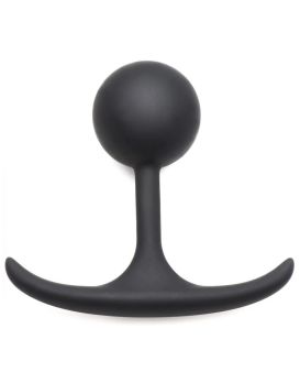 Черная анальная пробка с утяжелением Premium Silicone 3.3  Weighted Round Plug - 8,4 см.