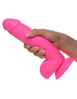 Розовый фаллоимитатор на присоске 8.25  Dildo with Balls - 22,8 см.