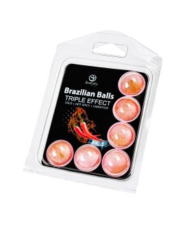 Набор из 6 шариков с массажным маслом Brazilian Balls с тройным эффектом