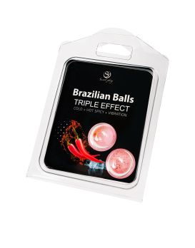 Набор из 2 шариков с массажным маслом Brazilian Balls с тройным эффектом