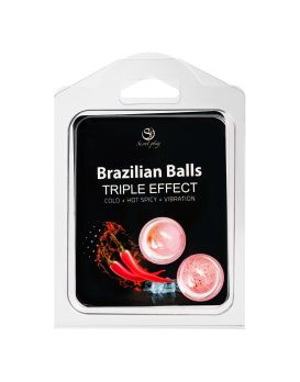 Набор из 2 шариков с массажным маслом Brazilian Balls с тройным эффектом