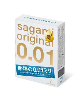 Увлажнённые презервативы Sagami Original 0.01 Extra Lub - 2 шт.