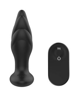 Черная анальная вибропробка Angelina Remote Rotating Plug - 14 см.