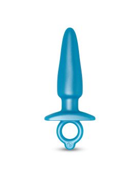 Голубая анальная пробка с кольцом Sleek Tapered Silicone Plug - 15 см.