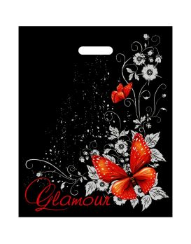 Черный пакет Glamour с вырубной ручкой (38х47 см)