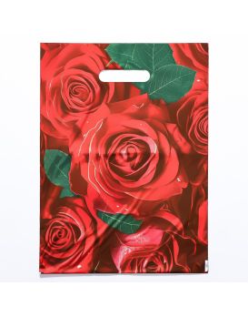 Пакет с цветочным принтом и вырубной ручкой (30х40 см)