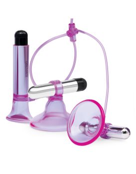 Фиолетовая вибропомпа для клитора и сосков Vibrating Nipple Suckers with Clitoral Pump and Quick Release