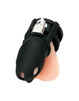 Черная клетка для пениса Silicone Small 2 in Cock Cage With Ball Divider