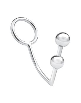Кольцо на пенис с анальным стимулятором Two Bead Stainless Steel Anal Hook   Cock Ring