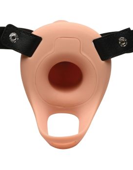 Телесный полый страпон 2  Erection 28X Smooth Vibrating Silicone Penis Sheath - 16 см.