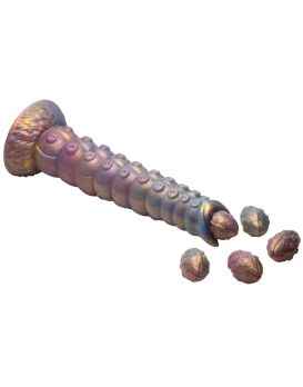 Фантазийный фаллоимитатор Deep Invader Tentacle Ovipositor Silicone Dildo with Eggs - 22,9 см.