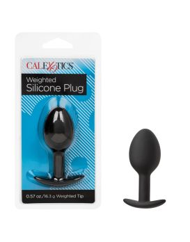 Черная анальная пробка из силикона Weighted Silicone Plug - 7,5 см.