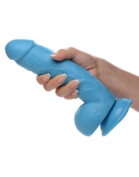 Голубой фаллоимитатор на присоске 8.25  Dildo with Balls - 22,8 см.