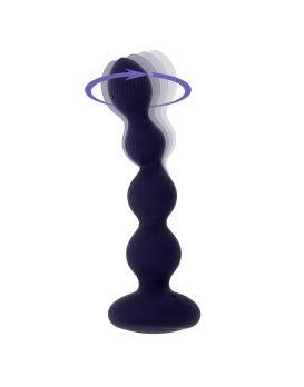 Фиолетовые анальные бусы с вибрацией и вращением Pleasure Orbit - 17,8 см.