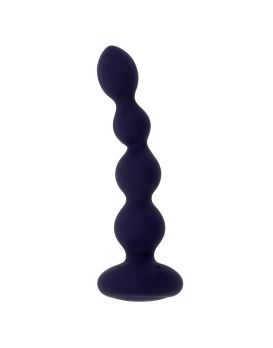 Фиолетовые анальные бусы с вибрацией и вращением Pleasure Orbit - 17,8 см.