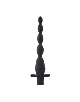 Черная анальная елочка с вибрацией Vibrating Butt Beads - 22 см.