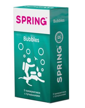 Презервативы SPRING BUBBLES с пупырышками - 9 шт.