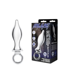 Металлический плаг с кольцом Stainless Steel Metal Tapered Butt Plug With Loop Hardware - 10 см.