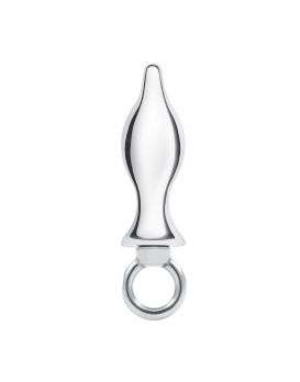 Металлический плаг с кольцом Stainless Steel Metal Tapered Butt Plug With Loop Hardware - 10 см.