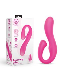 Розовый вибромассажер с клиторальным отростком Harmony Vibe - 16,8 см.