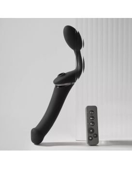 Черный безремневой вибрострапон Strap-On-Me Multi Orgasm Size XL