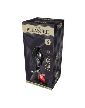 Серебристая анальная втулка с красным кристаллом Mini Metal Butt Plug Size S - 7 см.