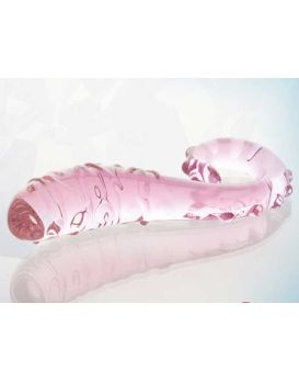 Розовый анальный стимулятор с шишечками по всей длине и закрученной ручкой - 15,5 см.