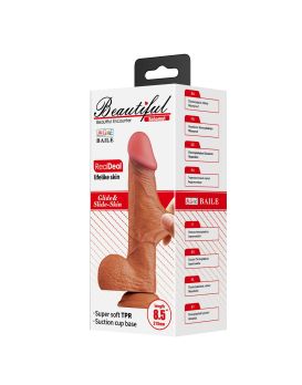 Темно-бежевый реалистичный фаллоимитатор с присоской Bahamut - 21,8 см.