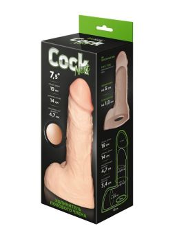 Телесный фаллоудлинитель с мошонкой Cock Next - 19 см.