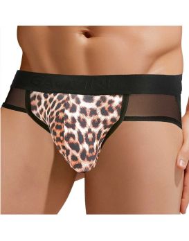 Сексуальные мужские трусы-джоки с леопардовой вставкой по центру