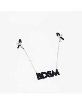 Зажимы на соски с кожаной подвеской BDSM